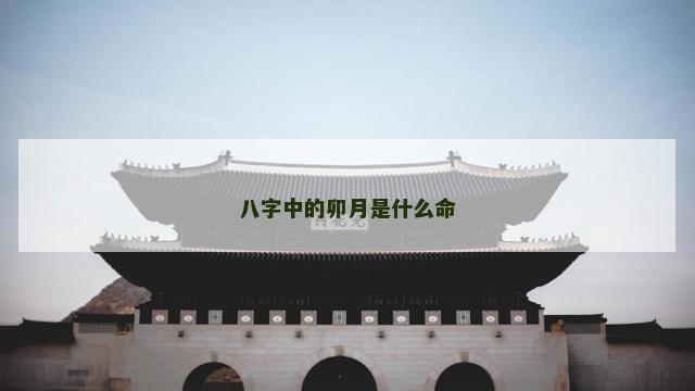八字中的卯月是什么命