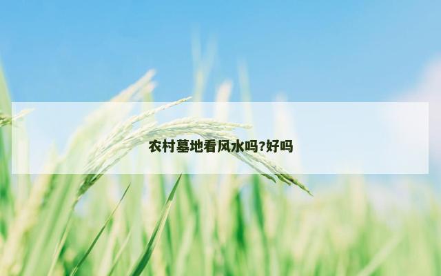 农村墓地看风水吗?好吗