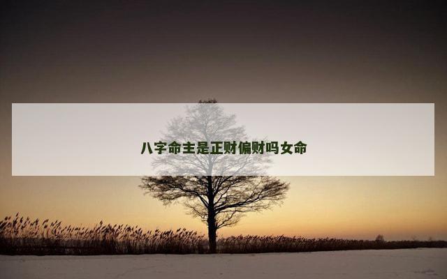 八字命主是正财偏财吗女命