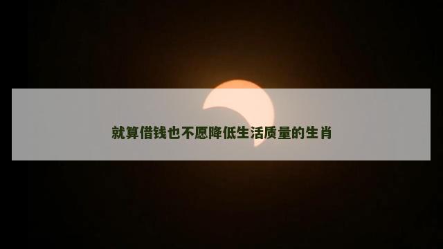 就算借钱也不愿降低生活质量的生肖