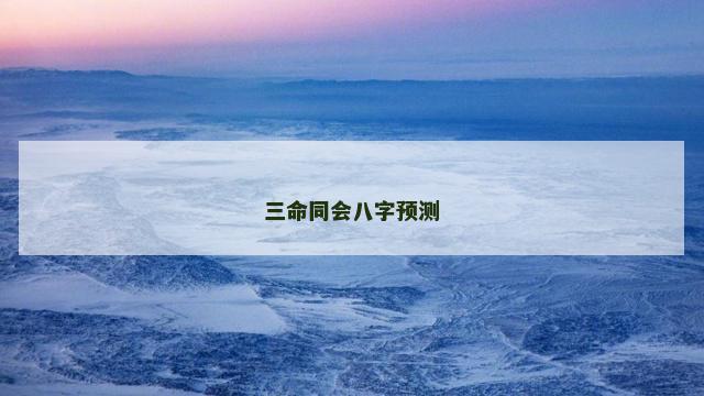 三命同会八字预测