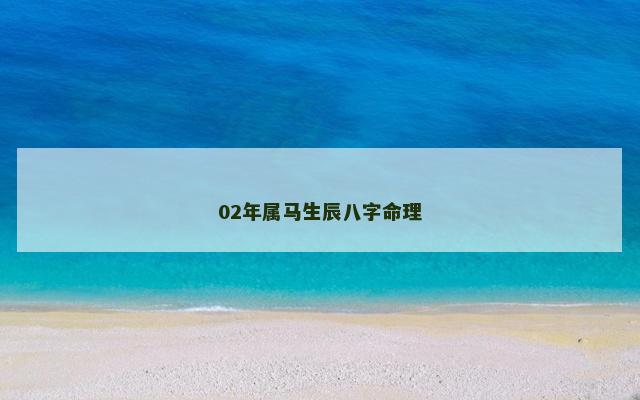 02年属马生辰八字命理