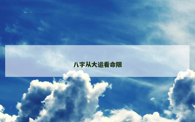 八字从大运看命限