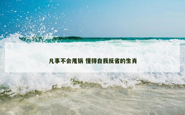 凡事不会甩锅 懂得自我反省的生肖