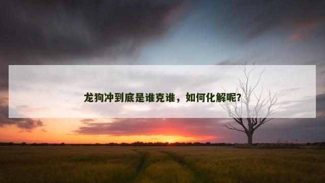 龙狗冲到底是谁克谁，如何化解呢？