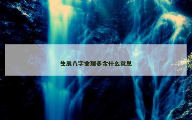 生辰八字命理多金什么意思