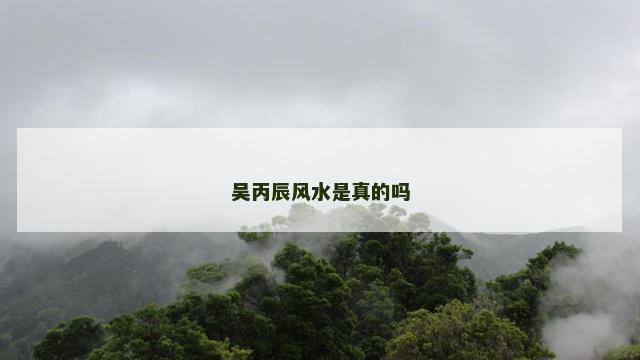 吴丙辰风水是真的吗