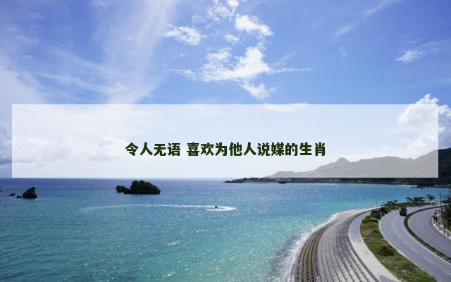 令人无语 喜欢为他人说媒的生肖