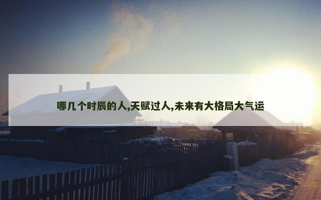 哪几个时辰的人,天赋过人,未来有大格局大气运