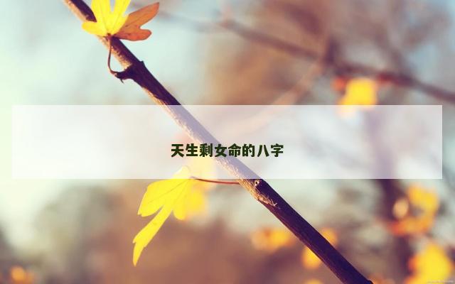 天生剩女命的八字