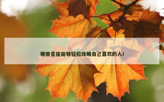 哪些星座能够轻松攻略自己喜欢的人！