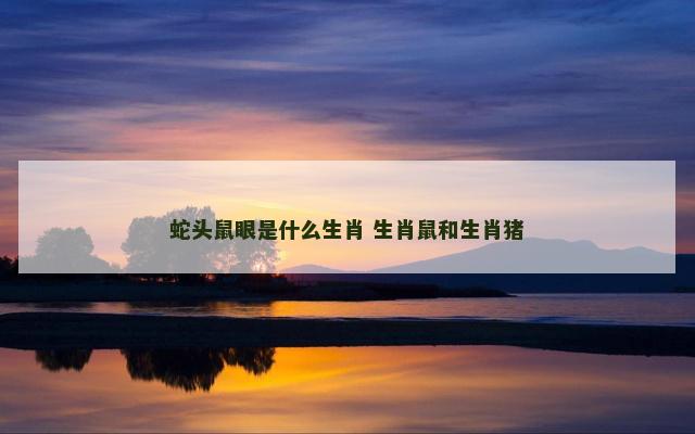 蛇头鼠眼是什么生肖 生肖鼠和生肖猪