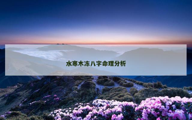 水寒木冻八字命理分析