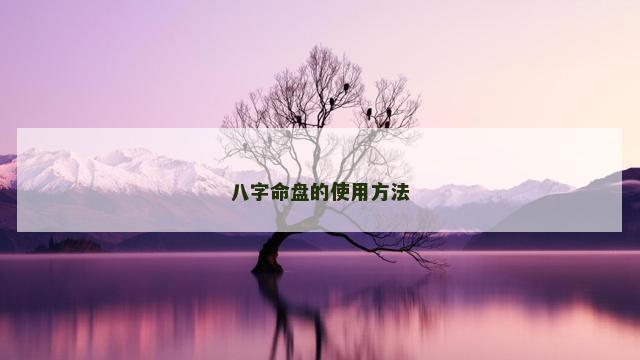 八字命盘的使用方法