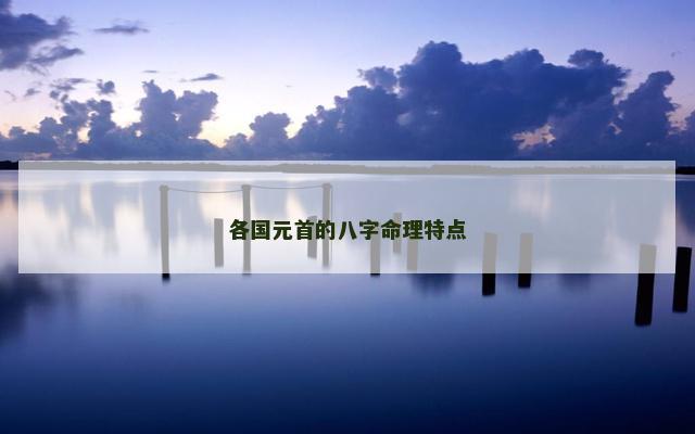 各国元首的八字命理特点