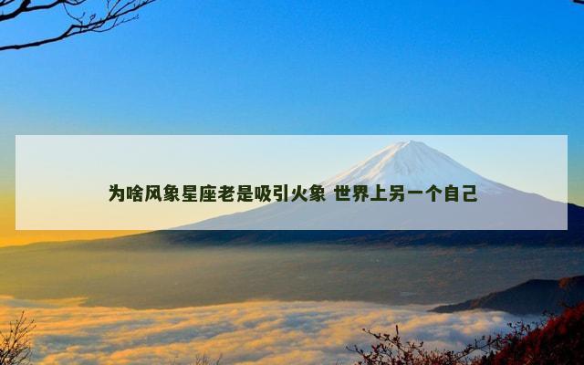 为啥风象星座老是吸引火象 世界上另一个自己