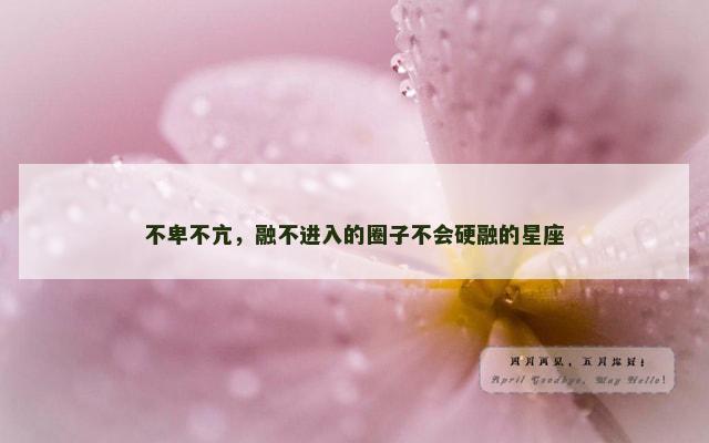 不卑不亢，融不进入的圈子不会硬融的星座