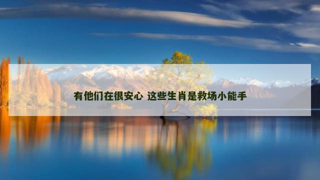 有他们在很安心 这些生肖是救场小能手