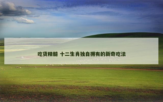 吃货精髓 十二生肖独自拥有的新奇吃法