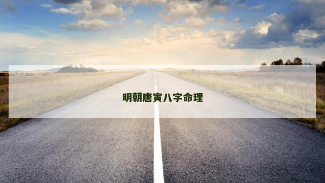 明朝唐寅八字命理