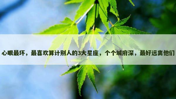心眼最坏，最喜欢算计别人的3大星座，个个城府深，最好远离他们