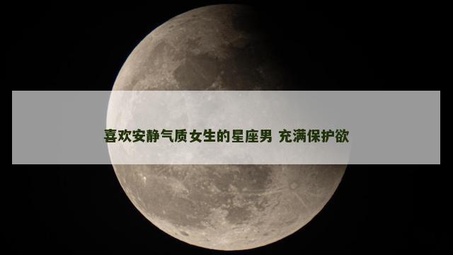 喜欢安静气质女生的星座男 充满保护欲