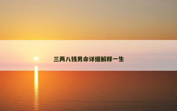 三两八钱男命详细解释一生
