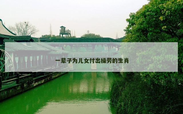 一辈子为儿女付出操劳的生肖