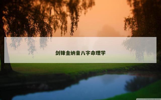 剑锋金纳音八字命理学