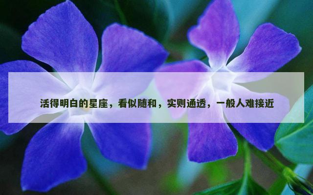 活得明白的星座，看似随和，实则通透，一般人难接近