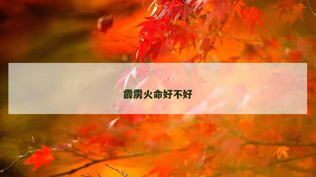 霹雳火命好不好
