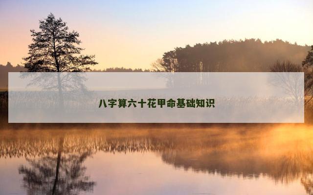 八字算六十花甲命基础知识