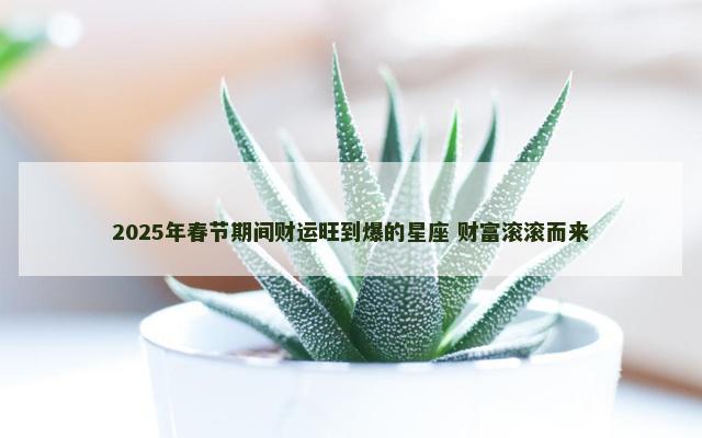 2025年春节期间财运旺到爆的星座 财富滚滚而来