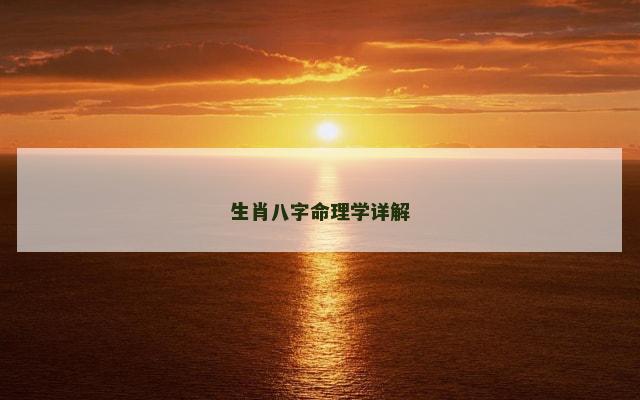 生肖八字命理学详解