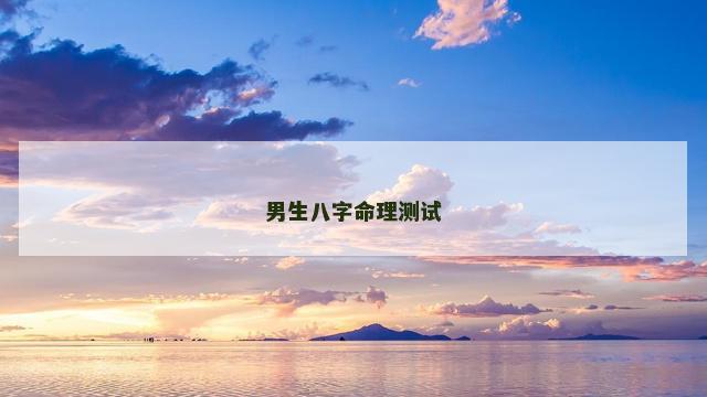 男生八字命理测试