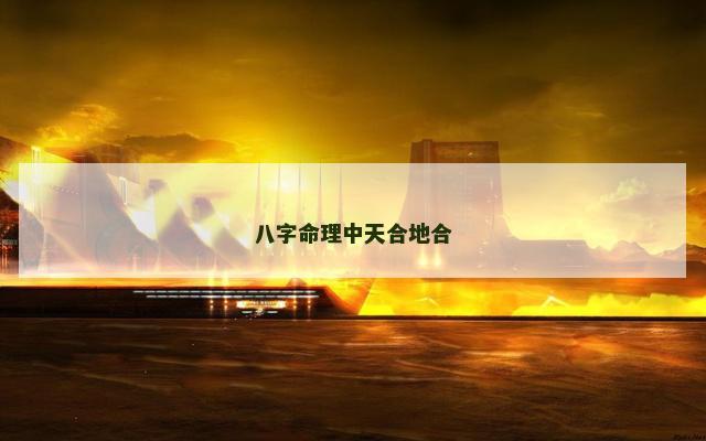 八字命理中天合地合