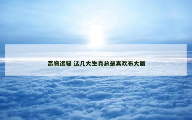 高瞻远瞩 这几大生肖总是喜欢布大局