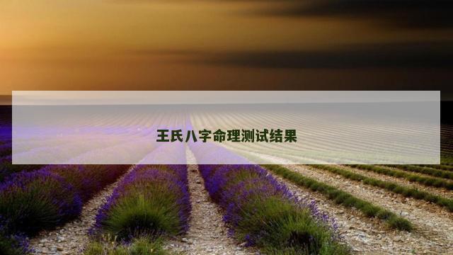 王氏八字命理测试结果