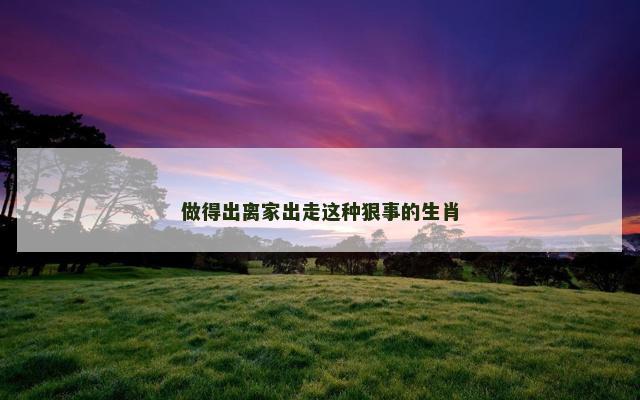 做得出离家出走这种狠事的生肖