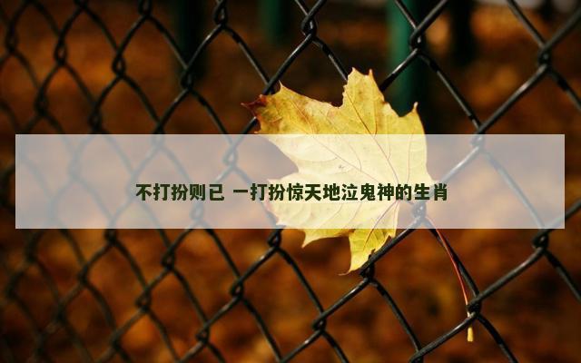 不打扮则已 一打扮惊天地泣鬼神的生肖