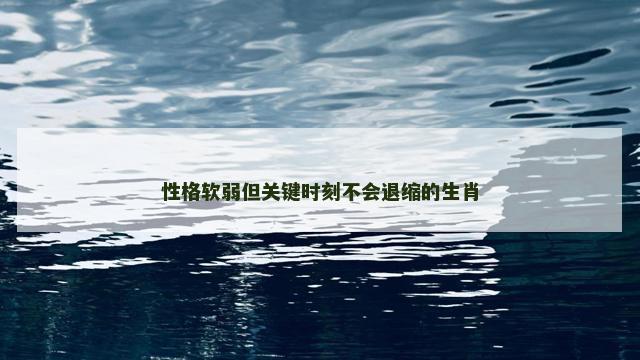 性格软弱但关键时刻不会退缩的生肖