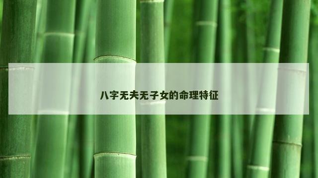 八字无夫无子女的命理特征