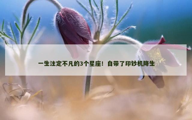 一生注定不凡的3个星座！自带了印钞机降生