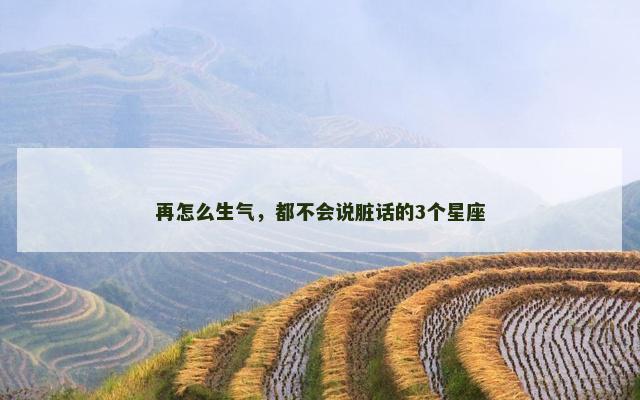 再怎么生气，都不会说脏话的3个星座