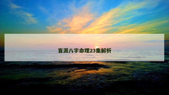 盲派八字命理23集解析