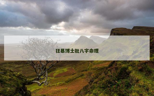 狂暴博士批八字命理