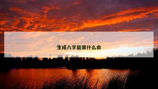 生成八字能算什么命