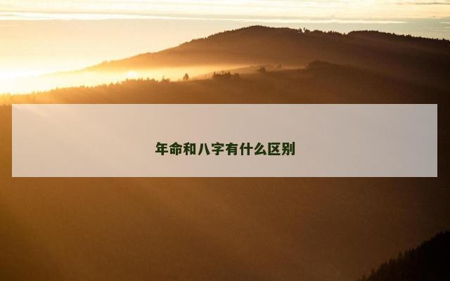 年命和八字有什么区别