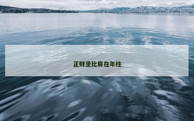 正财坐比肩在年柱