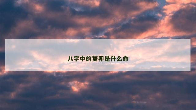 八字中的葵卯是什么命